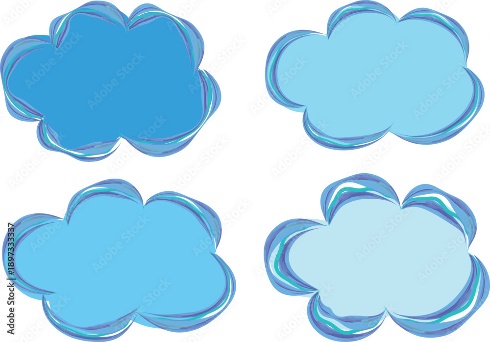Obraz premium blue colors decorative brush stroke outline banners clouds