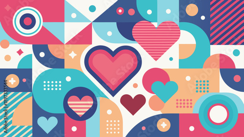 seamless pattern with hearts and flowers