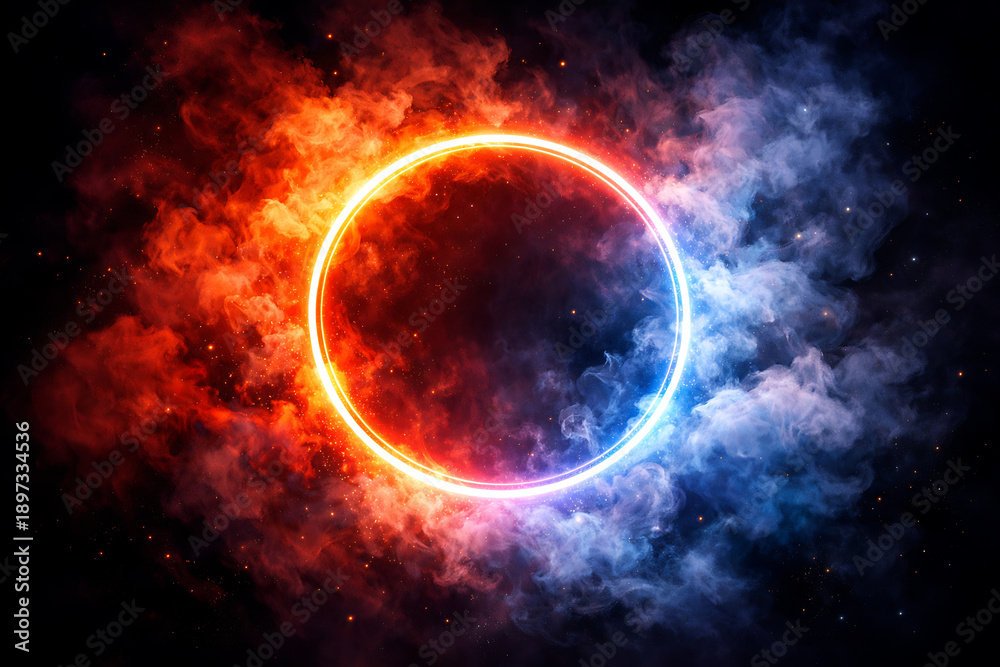 Obraz premium A brilliant circular neon ring glowing with intense light