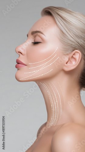 Lifting thread, facial contour correction, skin lifting