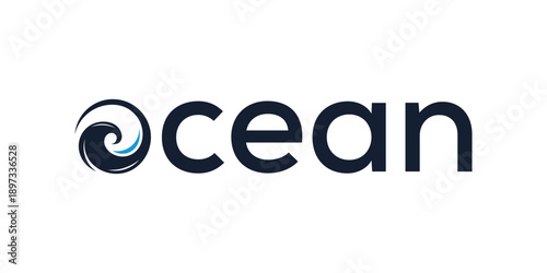 typography text ocean logo design, wave sea beach graphic icon concept