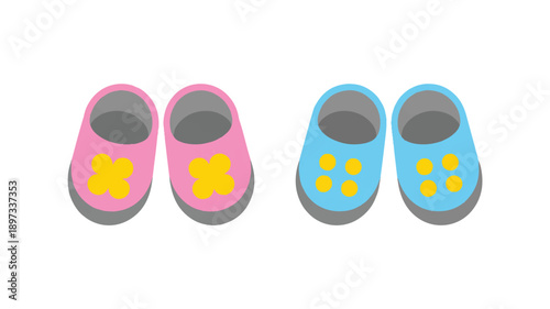 A simple illustration of two pairs of baby shoes arranged side by side (3)_traced