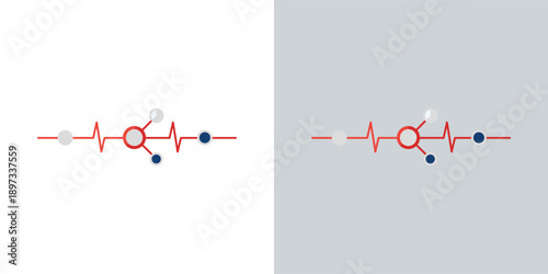Simple graphic illustrations of molecular structures on contrasting backgrounds viewed from a straightforward perspective