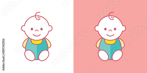 Illustration of a baby sitting with contrasting backgrounds showcasing different environments and moods