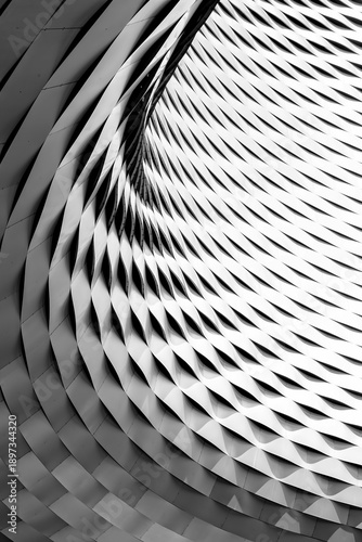 Valokuva Dramatic black and white abstract architecture with flowing geometric curves and