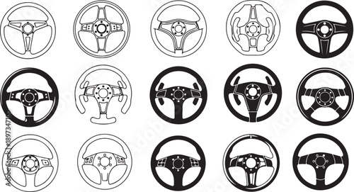 Collection of various circular logos with bulls head designs