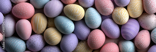 Pastel colored patterned easter eggs ideal for easter themed designs. Perfect for invitations, decorations, backgrounds, cards, and scrapbooking projects.