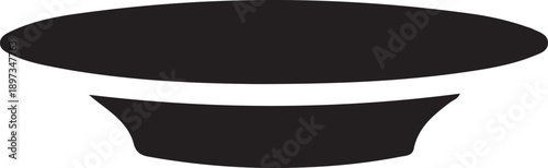 Simple black silhouette of a classic boater hat isolated on a white background