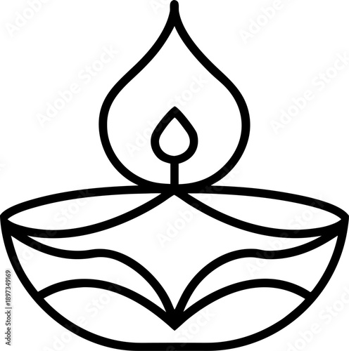 Diwali outline  vector  on white background 
