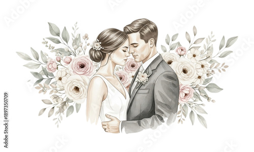 A bridal couple with floral decoration 
