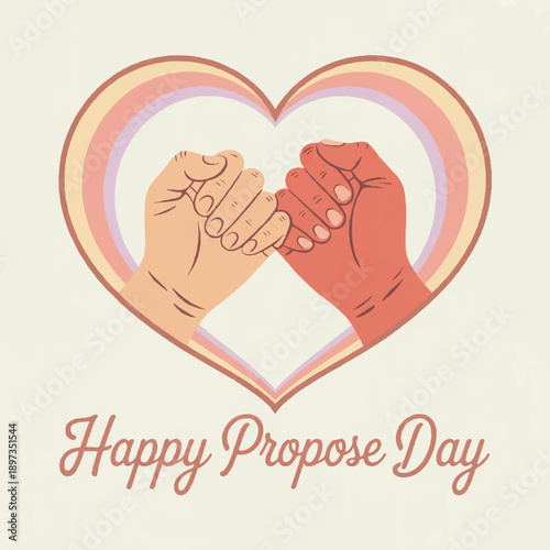 happy propose day interracial pinky promise heart design