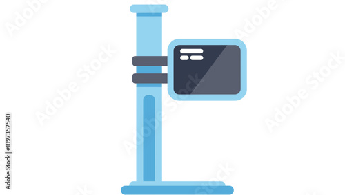 Smartphone mounted on a blue adjustable stand for easy viewing