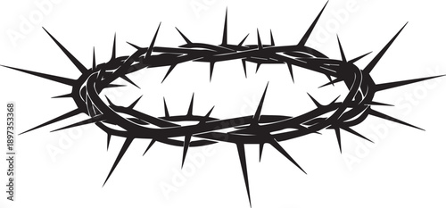 Crown of thorns representing sacrifice and suffering silhouette vector illustration line art graphic