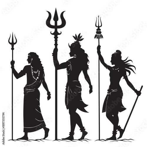 Black creation deities Silhouette Vector, High Quality Illustration on White Background