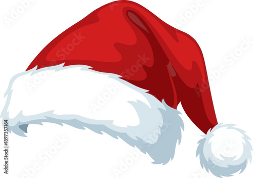 A classic red Santa hat with a fluffy white brim and pom-pom, perfect for festive holiday celebrations