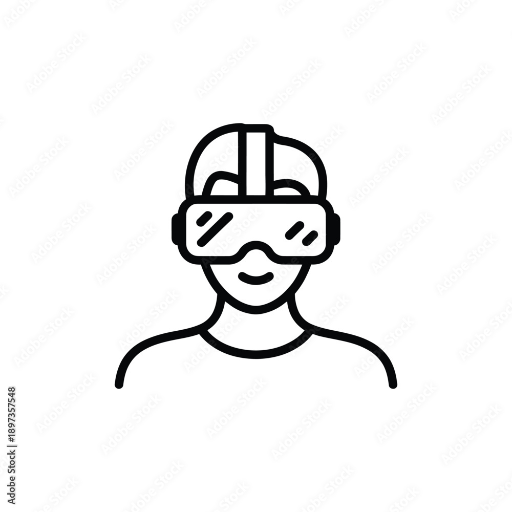 Fototapeta premium Virtual Reality User Line Icon