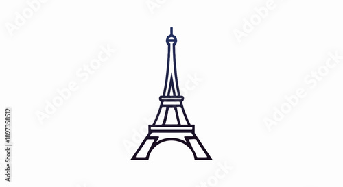 A minimalist black outline illustration of a famous European tower set against a clean white background