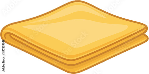 A simple cartoon illustration depicting three golden-yellow, soft-edged, stacked pancakes or flatbread