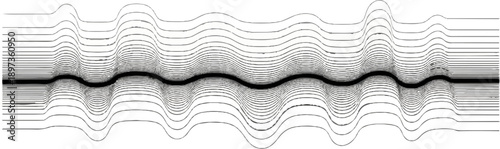 Abstract illustration of parallel undulating lines creating a wave-like pattern on a white background