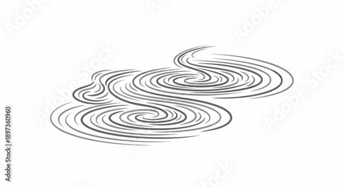 Abstract illustration of swirling and rippling lines in varying shades of grey on a clean white background