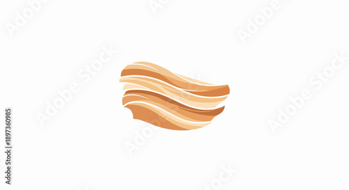 Abstract illustration of wavy, layered strips in shades of orange and brown on a clean white background