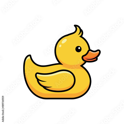 Cute yellow rubber duck cartoon vector illustration perfect for childrens designs bath time concepts