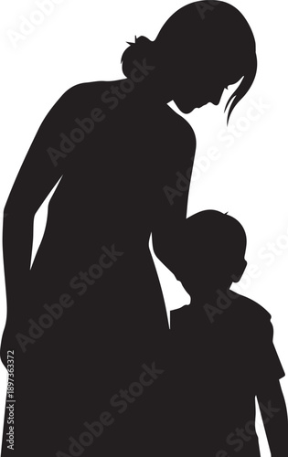 Mother and child walking together vector illustration, mom with kid, family stroll