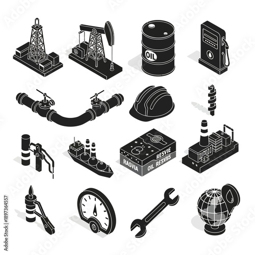 Oil and Gas Industry Icons Set.