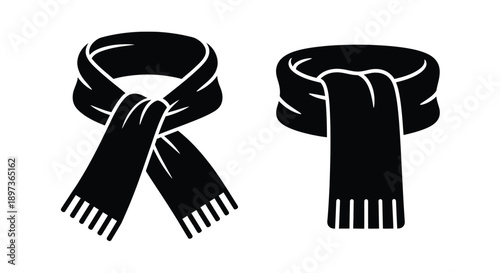 Fotografie Two black scarf designs elegantly twisted and draped a striking silhouette