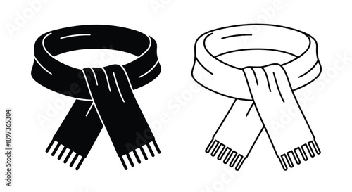 Two scarves in contrasting styles a detailed black and white silhouette