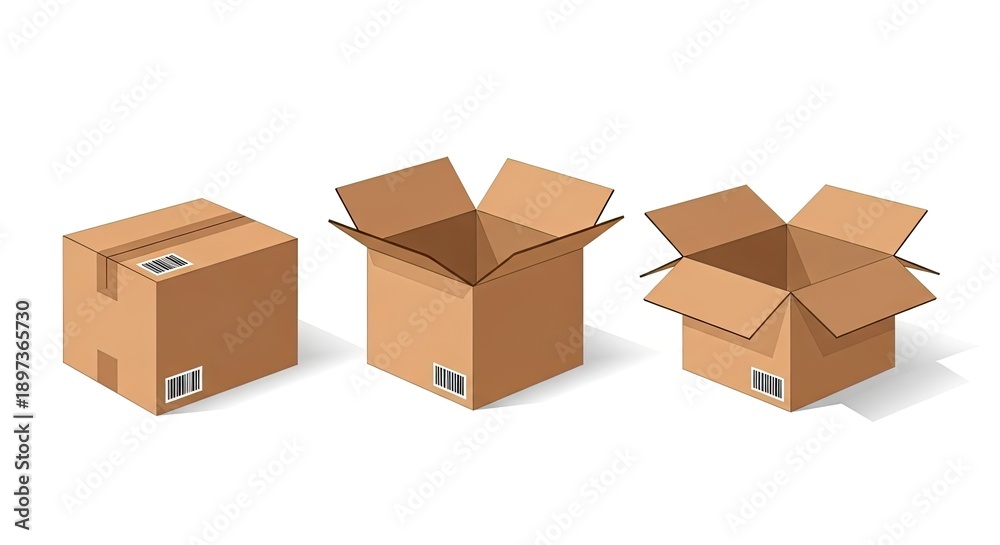 Fototapeta premium Isometric view showing the cardboard boxes for packaging ecommerce retail shipping delivery and logistics service industry