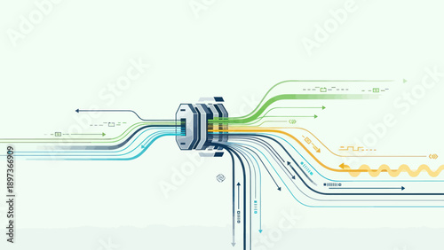 Abstract illustration of data processing and information flow