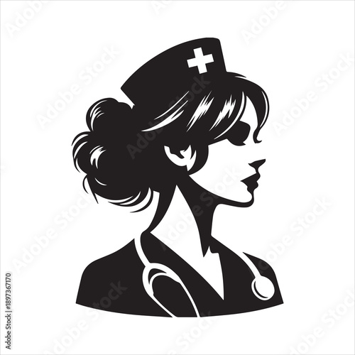 A nurse silhouette design on white background 