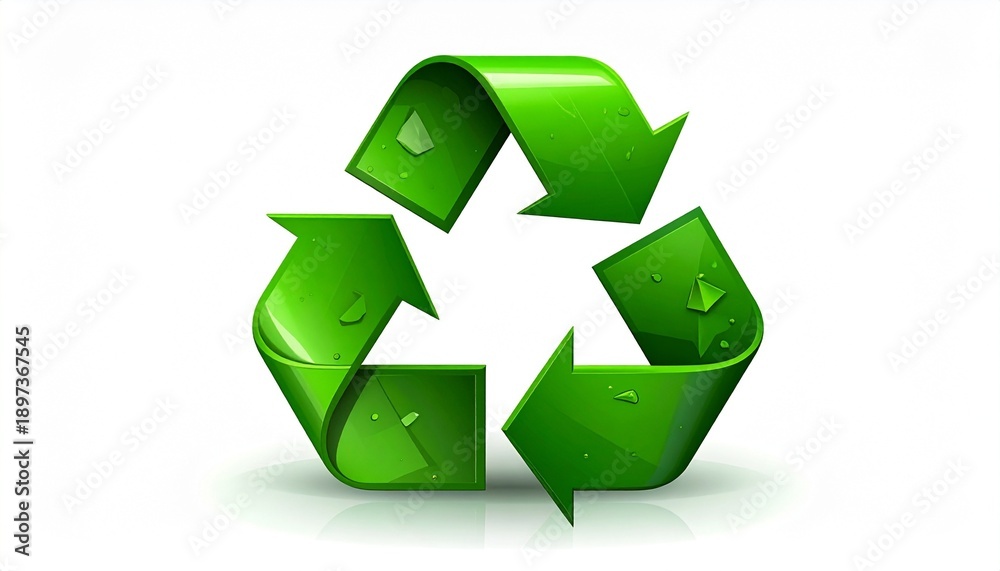 Obraz premium Green Recycling Symbol with Three Arrows in Triangular Loop