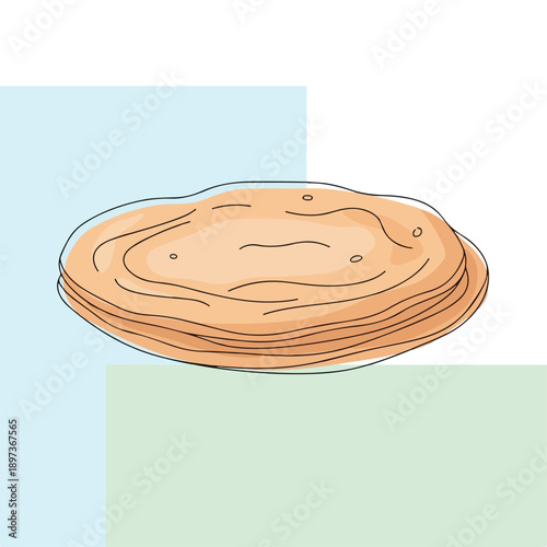 Stack of fresh tortillas illustration. Traditional Mexican and Tex-Mex flatbread for culinary design concepts.