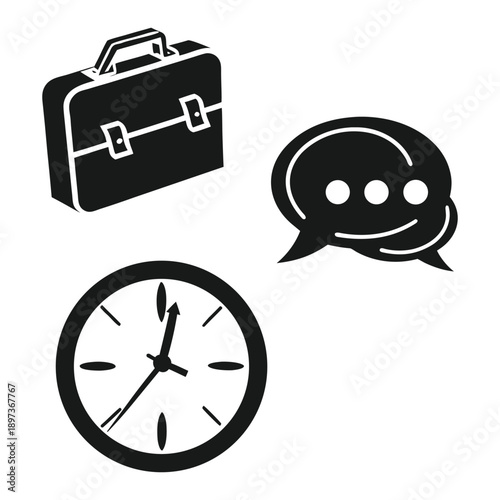  Minimalist Rounded Solid Black Business Briefcase Icon