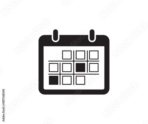 Black and white calendar icon with one marked date
