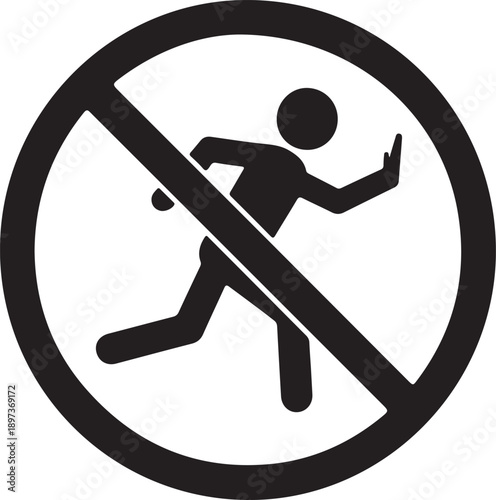 Prohibited sign icon no running allowed symbol isolated on transparent background