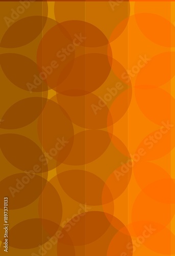 Seamless vector illustration of a bright orange and yellow abstract background featuring a retro geometric pattern of colorful round circles and textured paper elements for a decorative art wallpaper