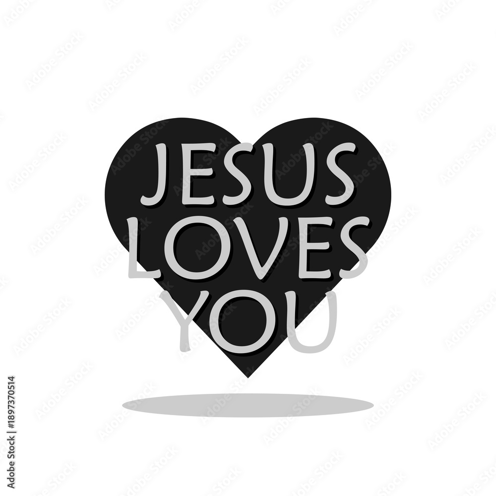 Fototapeta premium Jesus loves you letter icon with shadow