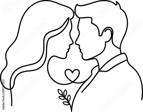 Minimalist romantic couple line art