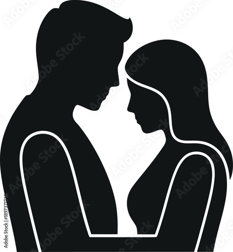 Couple embrace silhouette icon