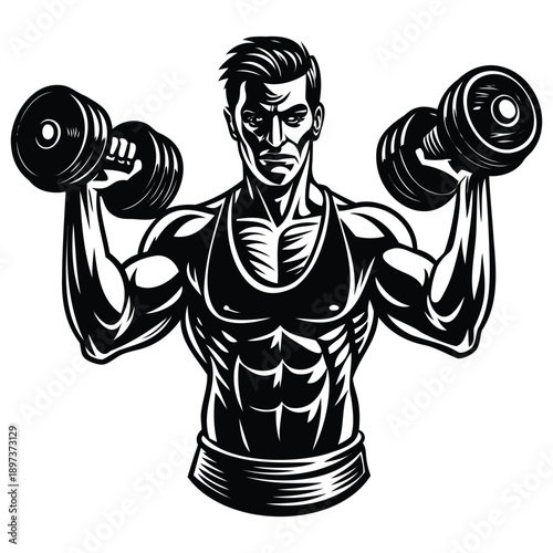 Abstract Cybernetic Kettlebell Glowing With Electric Blue Circuitry And Neon Digital Particles Two A