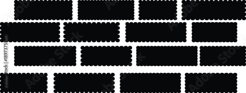 Zig zag edge rectangle, circle, oval shape collection. Scallop frame wavy retro stickers collection. Silhouette stickers square, and rectangle labels.