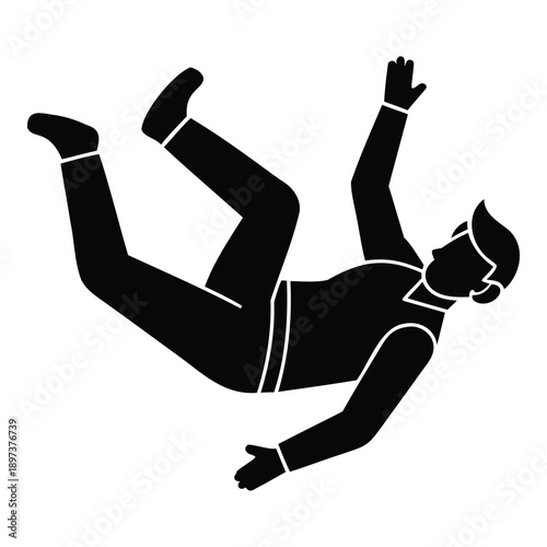 silhouette of a young man falling