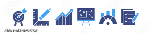 KPI Banner Concept with Icons. Key Performance Indicators use Business Intelligence metrics to measure achievement versus planned targets.