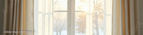 Elegant window shade, crisp white background Full depth of field , studio, photography