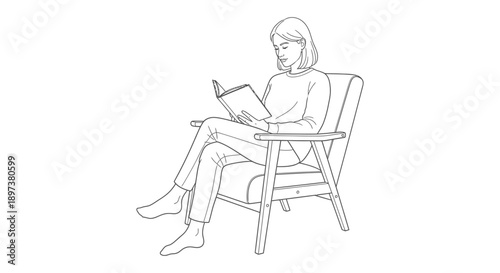 a woman calmly reading a book in a comfortable armchair highlighting moments of relaxation quiet leisure and mindful unwinding