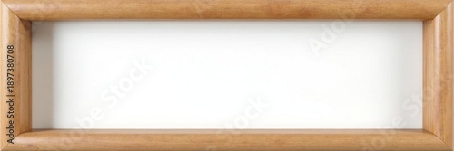 Elegant wooden photo frame, clean white background, still life, beige
