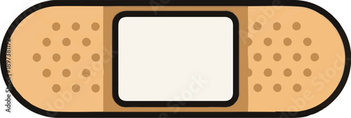 Simple cartoon-style adhesive bandage with a light brown elastic strip and a white absorbent pad